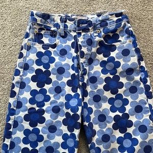 Zara High Rise Flower Jeans